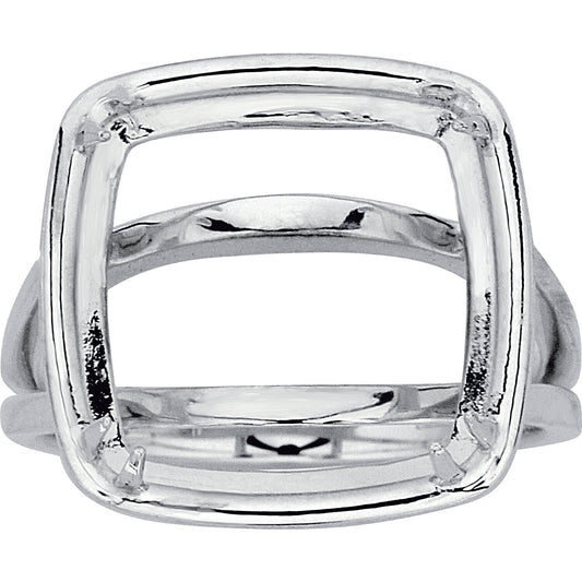 Sterling Silver 14mm Cushion Ring Mounting