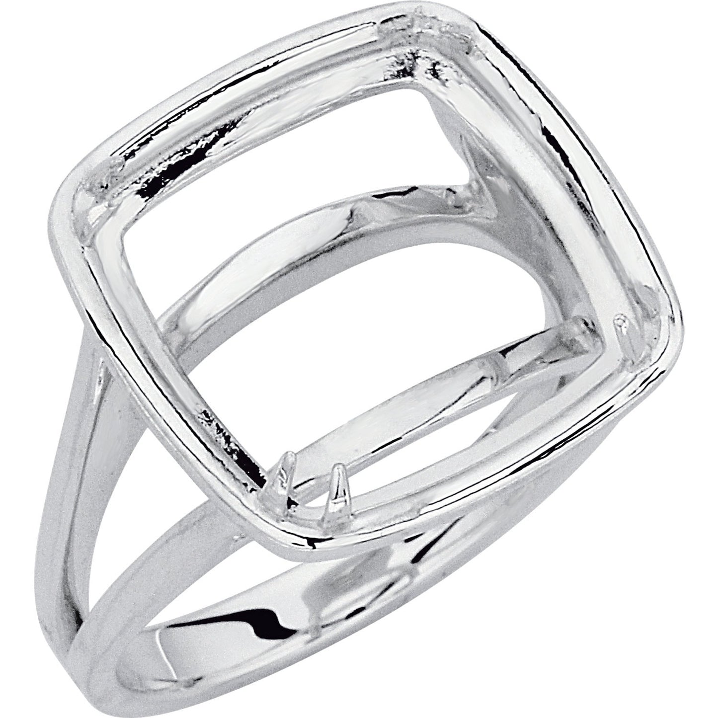 Sterling Silver 14mm Cushion Ring Mounting