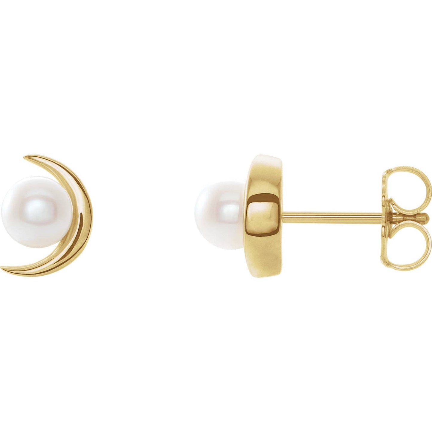 Crescent Moon Earrings Mounting for Pearl, your choice of Sterling Silver or 14k gold.