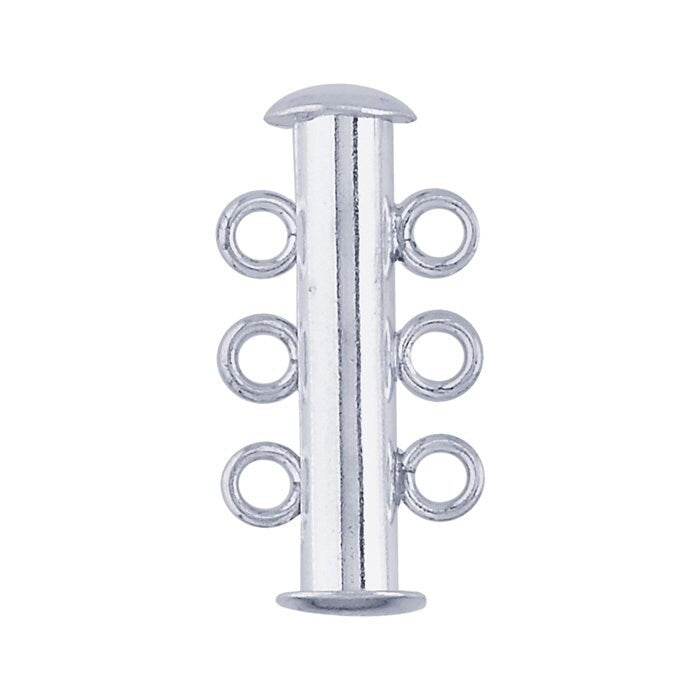 Sterling Silver Strand Tube Slide Clasp, choose 2 to 6 strands