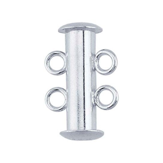 Sterling Silver Strand Tube Slide Clasp, choose 2 to 6 strands