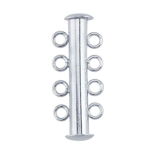 Sterling Silver Strand Tube Slide Clasp, choose 2 to 6 strands