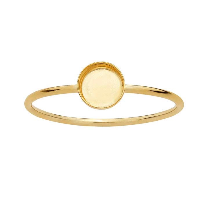 14/20 Yellow Gold-Filled Round Cabochon Ring Mounting, choose your mounting and finger size