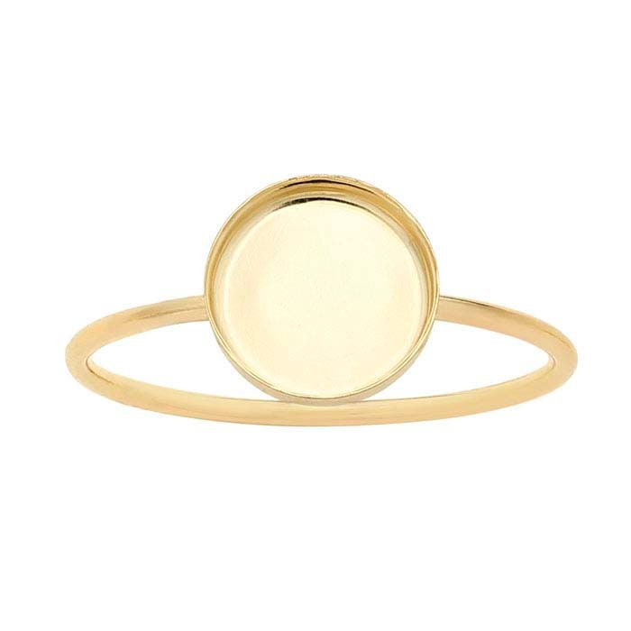 14/20 Yellow Gold-Filled Round Cabochon Ring Mounting, choose your mounting and finger size