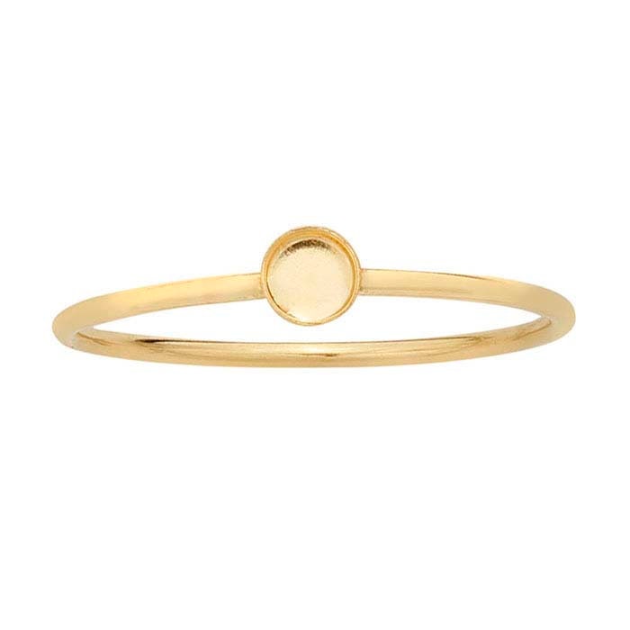 14/20 Yellow Gold-Filled Round Cabochon Ring Mounting, choose your mounting and finger size