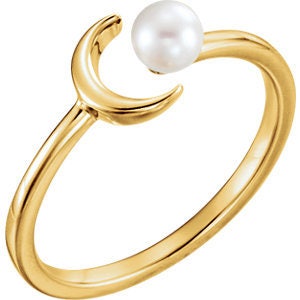 Crescent Ring Mounting for 4mm Pearl, choose Sterling Silver or any of the 14k Gold Colors