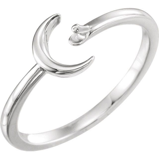 Crescent Ring Mounting for 4mm Pearl, choose Sterling Silver or any of the 14k Gold Colors