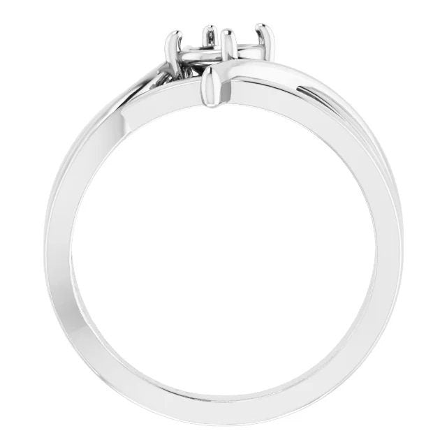 Crisscross ring with 5.2mm prong setting in Sterling Silver, or 14k gold