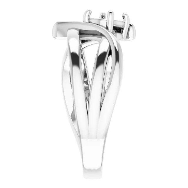 Crisscross ring with 5.2mm prong setting in Sterling Silver, or 14k gold