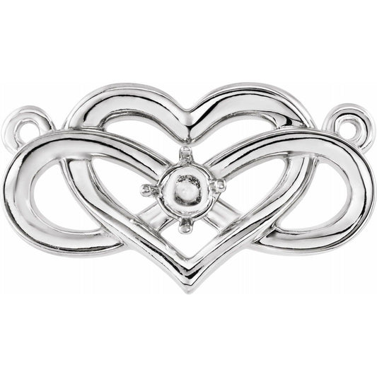 Accented Infinity-Inspired Heart Necklace Center Mounting available in 14k Gold, white Gold, or Sterling Silver