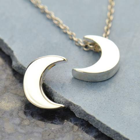 Sterling Silver Bead - Large Moon 12x9mm