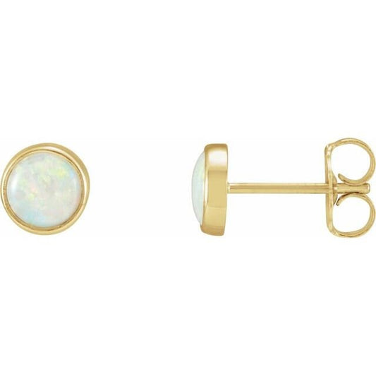 14K Yellow or White Gold Bezel-Set Opal Earrings