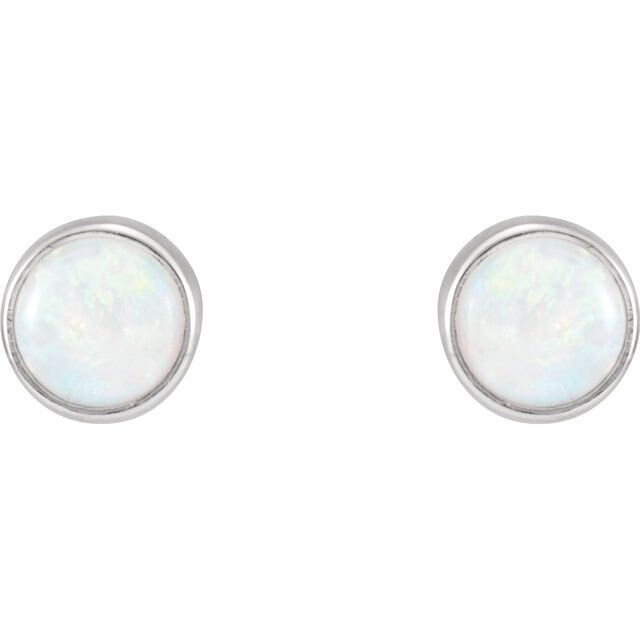 14K Yellow or White Gold Bezel-Set Opal Earrings