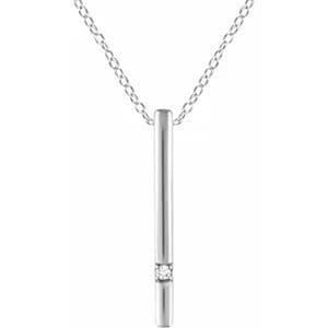 14K Gold .015 CT Diamond Bar 16-18" Necklace, choice of yellow, white, or rose gold.