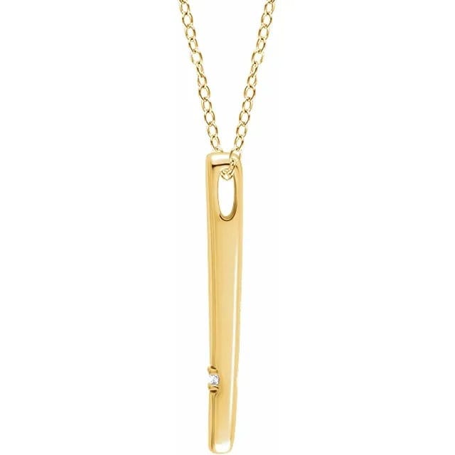 14K Gold .015 CT Diamond Bar 16-18" Necklace, choice of yellow, white, or rose gold.