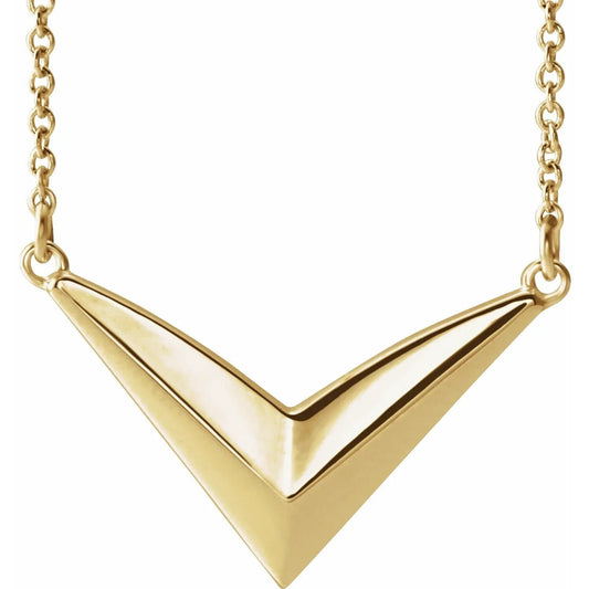 Chevron "V" 16-18" Necklace in 925 Sterling Silver, 14k Gold, White Gold or Rose Gold