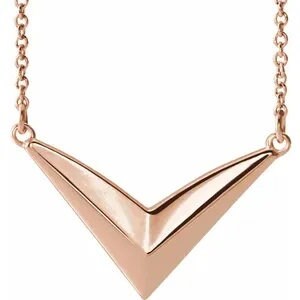 Chevron "V" 16-18" Necklace in 925 Sterling Silver, 14k Gold, White Gold or Rose Gold