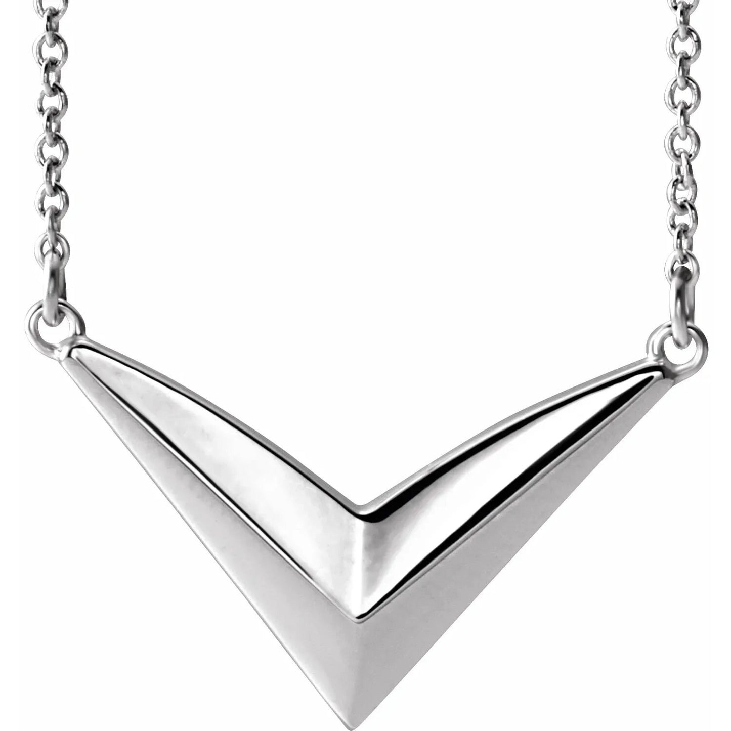 Chevron "V" 16-18" Necklace in 925 Sterling Silver, 14k Gold, White Gold or Rose Gold