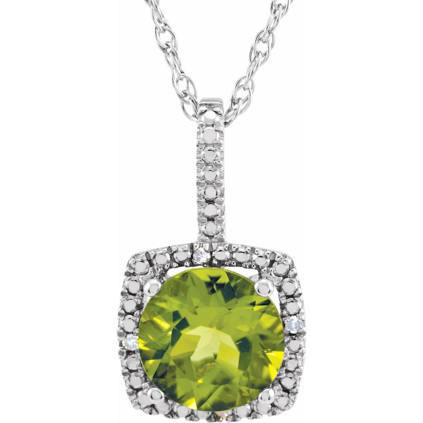 Sterling Silver 7 mm Round .015 CTW Diamond Semi-Set 18" Necklace .015 CTW Diamond Semi-Set 18" Necklace