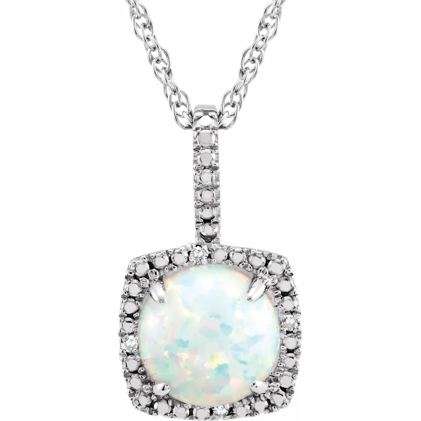 Sterling Silver 7 mm Round .015 CTW Diamond Semi-Set 18" Necklace .015 CTW Diamond Semi-Set 18" Necklace