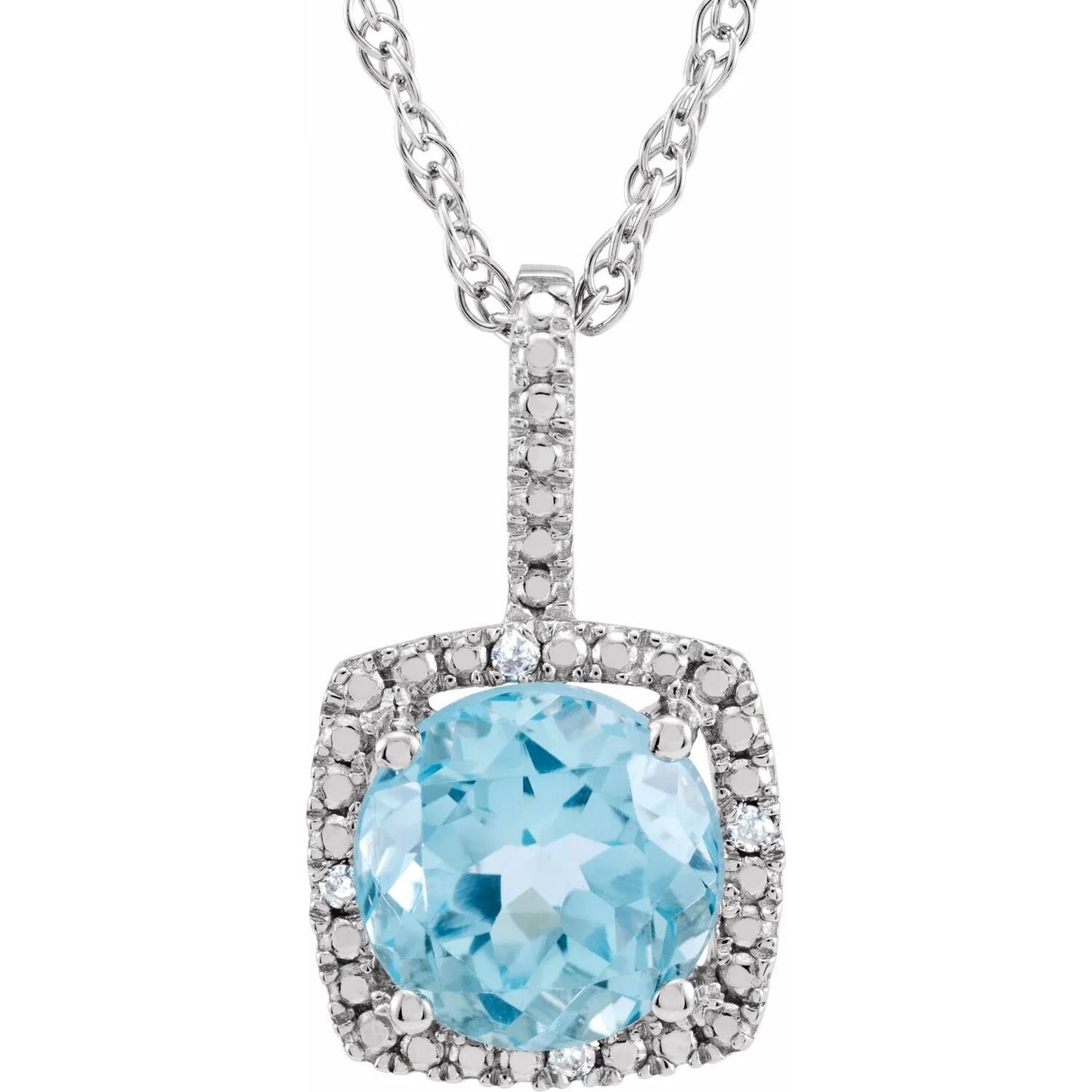 Sterling Silver 7 mm Round .015 CTW Diamond Semi-Set 18" Necklace .015 CTW Diamond Semi-Set 18" Necklace