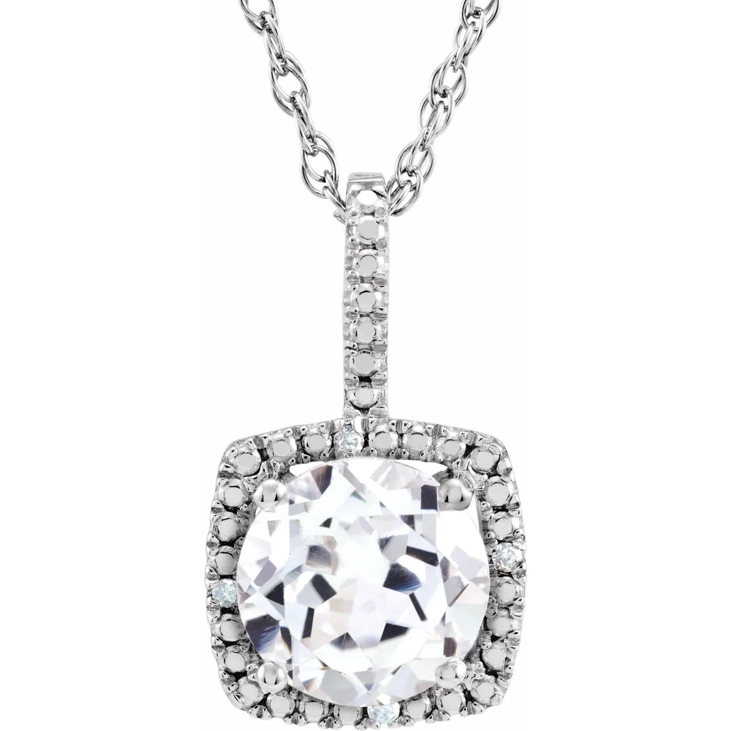 Sterling Silver 7 mm Round .015 CTW Diamond Semi-Set 18" Necklace .015 CTW Diamond Semi-Set 18" Necklace