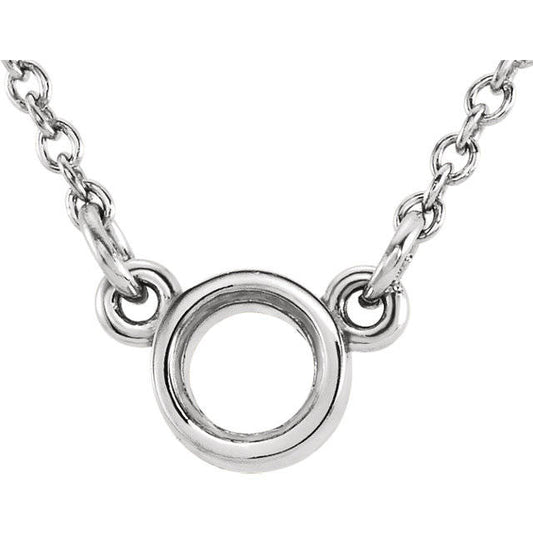 Round Bezel 18" Necklace Mounting, your choice in Sterling Silver, or 14k Gold- rose, yellow or white