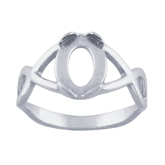 Sterling Silver Figure-Eight Oval Ring Mounting, Ring Blank,