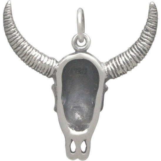 Sterling Silver Cow Skull Pendant 23x22mm