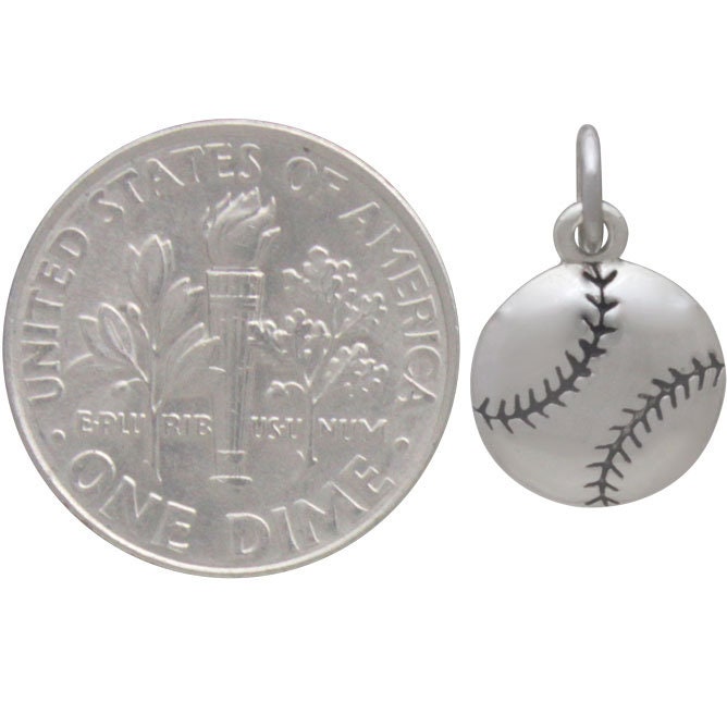 Sterling Silver Baseball Charm 16x10mm