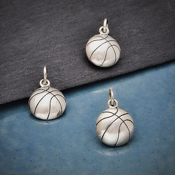 Sterling Silver Basketball Charm 16x10mm