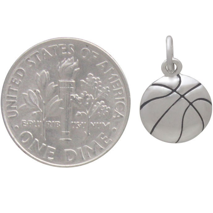 Sterling Silver Basketball Charm 16x10mm