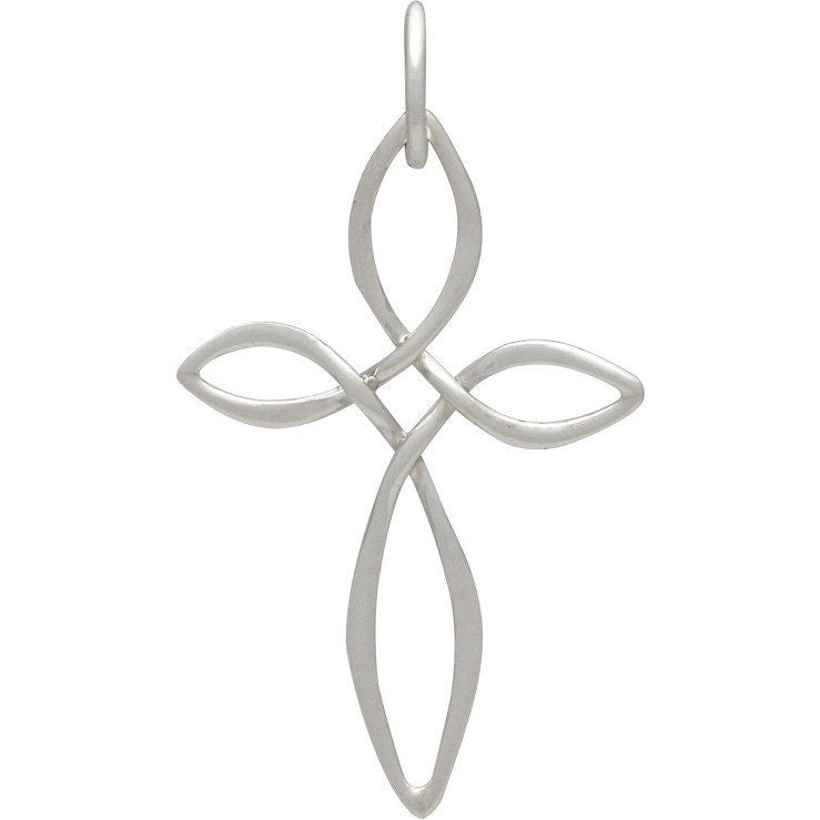 Sterling Silver Cross Pendant - Celtic Style 32x18mm