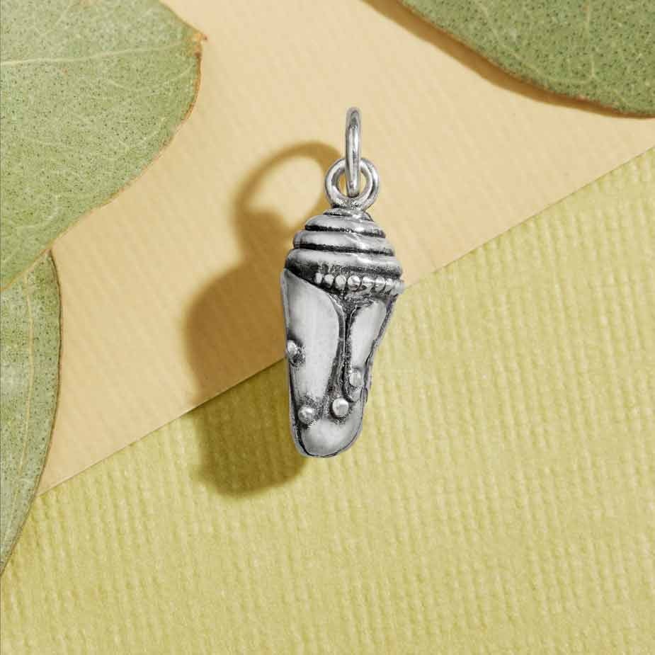 Sterling Silver Chrysalis Charm 18x6mm