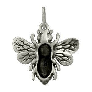 Sterling Silver Bee Pendant 20x18mm