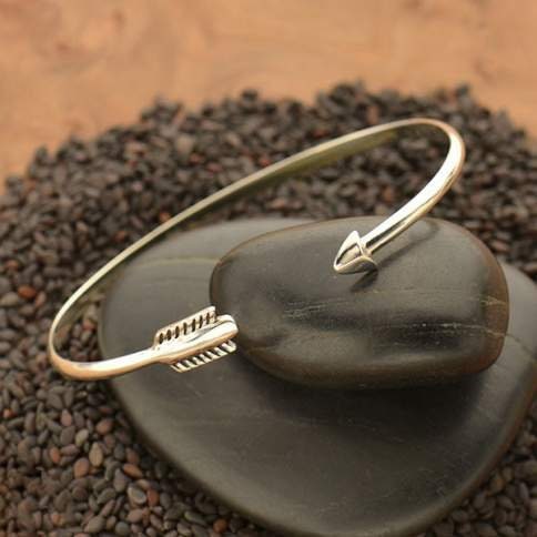 Sterling Silver Arrow Cuff Bracelet - Adjustable