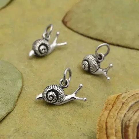 1- Sterling Silver Snail Charm 10x14mm