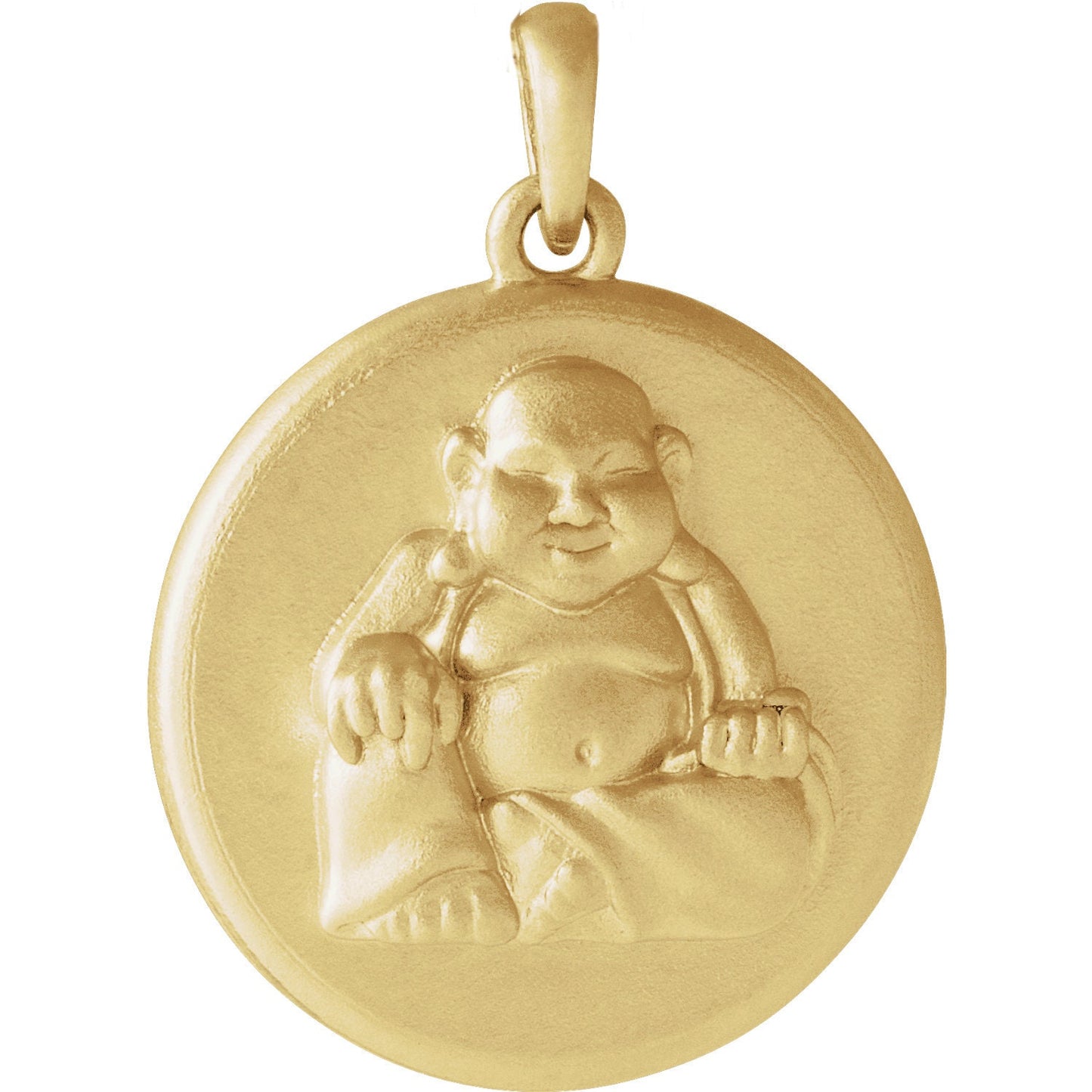 Buddha Pendant - Avail in Polished Sterling Silver or solid 14k white, yellow, or rose gold.