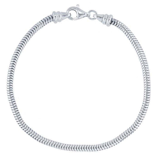 Sterling Silver 3mm Unseamed Snake Chain Bracelet with Threaded End Cap