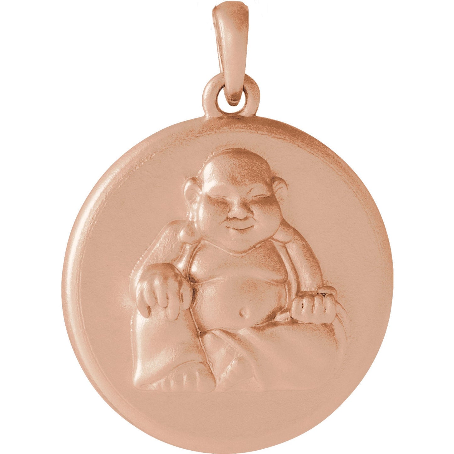 Buddha Pendant - Avail in Polished Sterling Silver or solid 14k white, yellow, or rose gold.