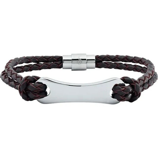 Dark Brown Leather & Stainless Steel  Bracelet available in 8 or 8,5 inch, engravable,