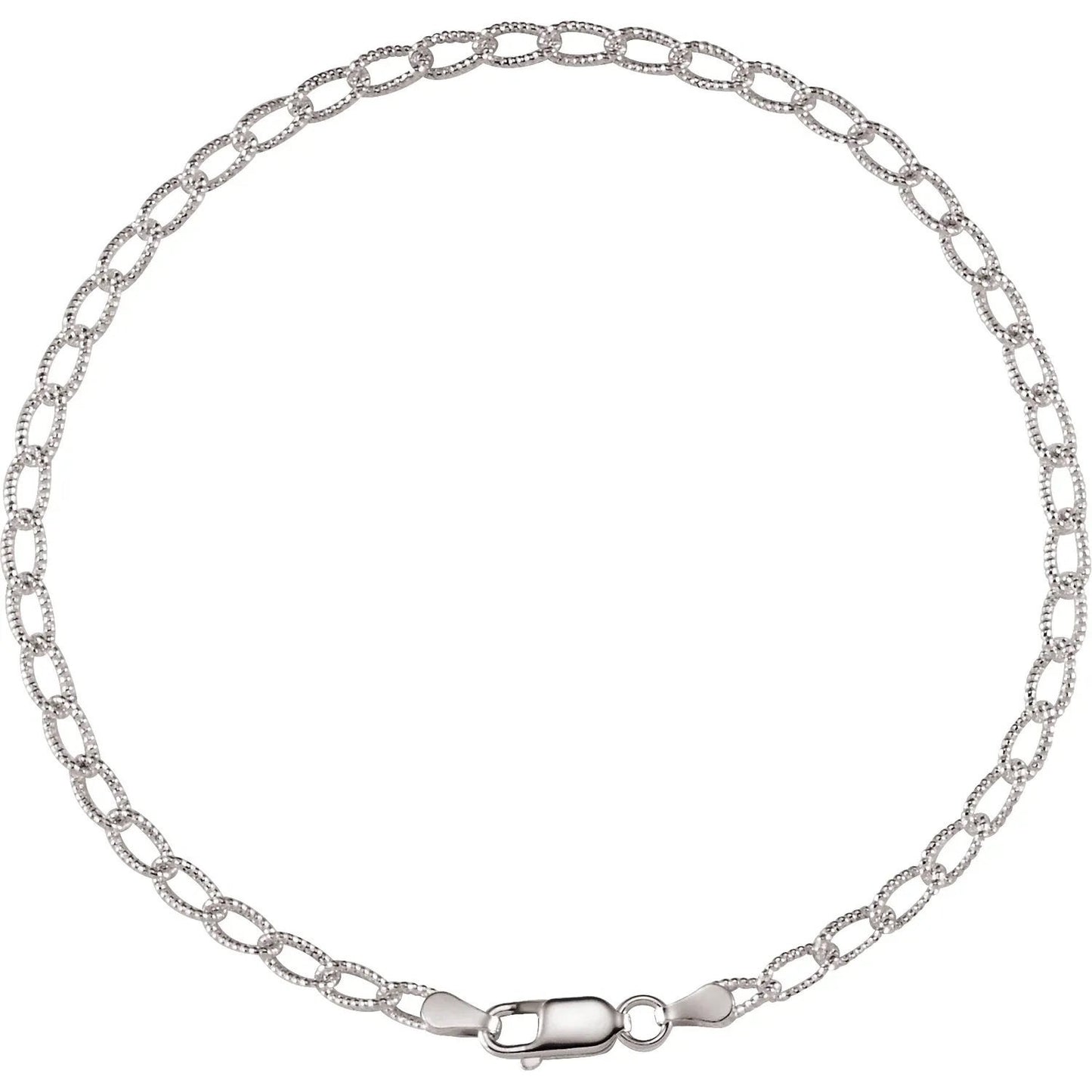 Sterling Silver 3 mm Curb 9.5" Anklet