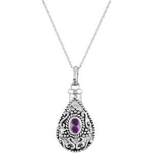 Sterling Silver Birthstone Accented Tear Ash Holder 18" Necklace or Pendant