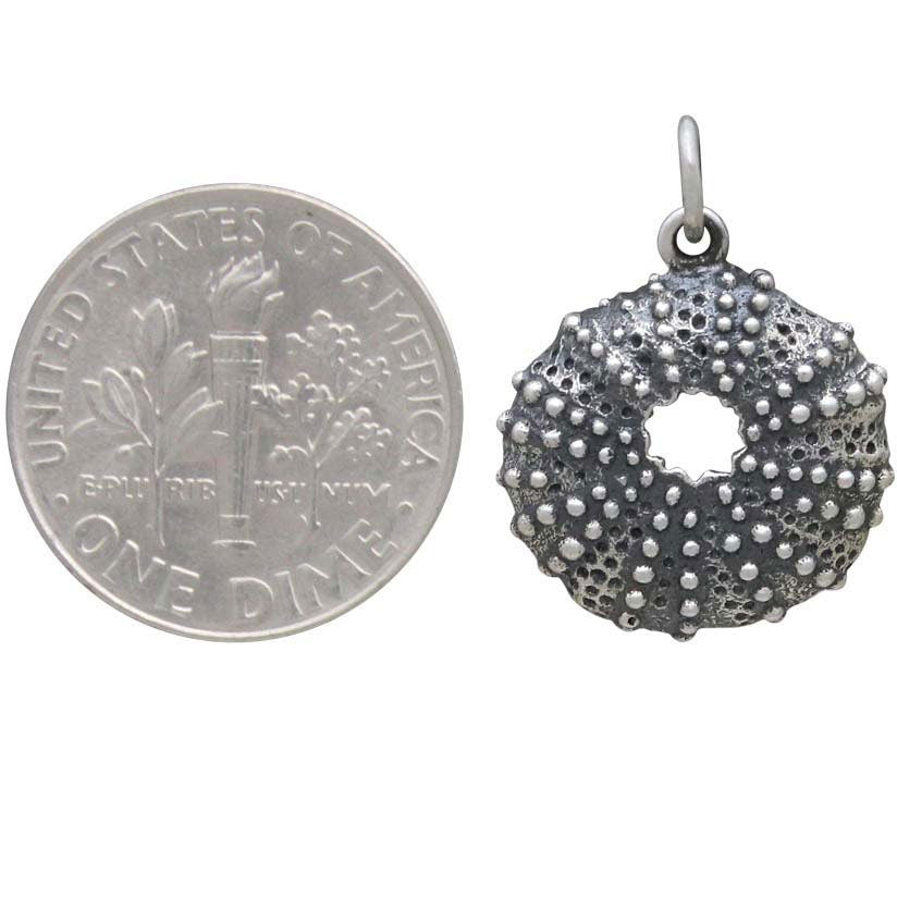 Sterling Silver Dimensional Sea Urchin Charm 20x16mm