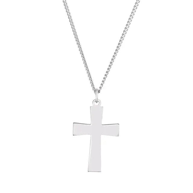 Sterling Silver Cross Necklace 24inch Chain