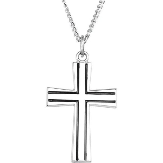 Sterling Silver Cross Necklace 24inch Chain