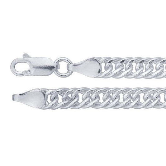 Sterling Silver 5mm Double-Curb Chain, choose 20mm, 22mm, or 24mm