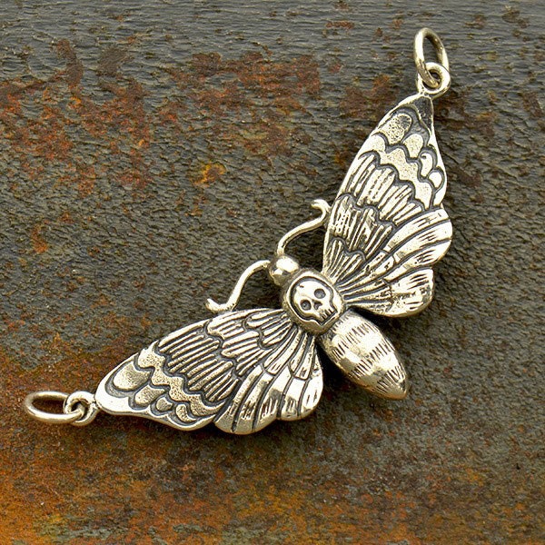 Sterling Silver Death's Head Moth Pendant Festoon20x41mm