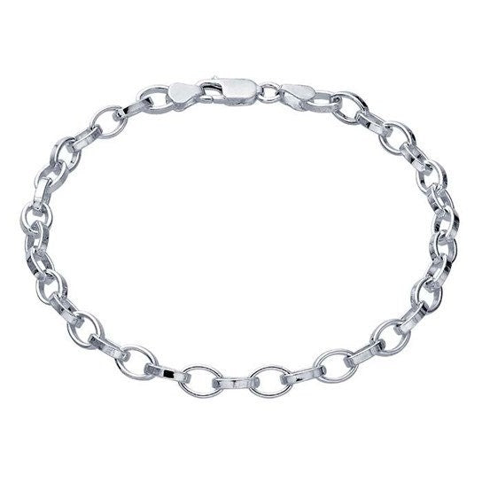 Sterling Silver 5mm Oval Link Chain Bracelet, 8 inch