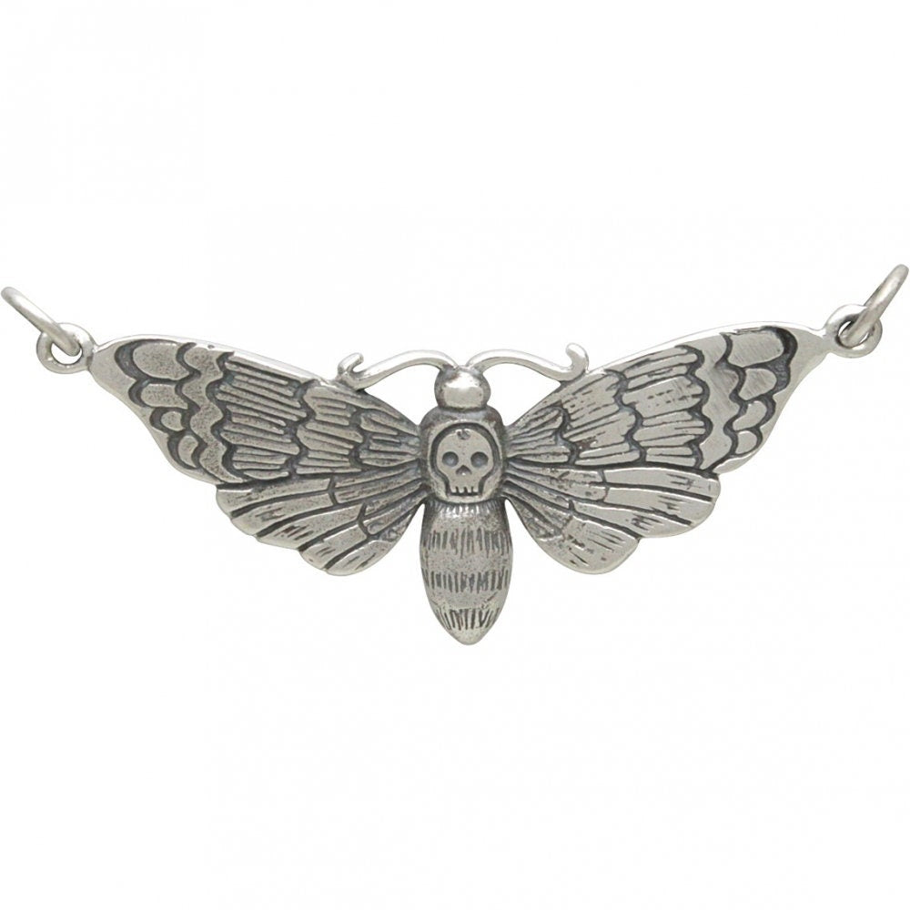 Sterling Silver Death's Head Moth Pendant Festoon20x41mm